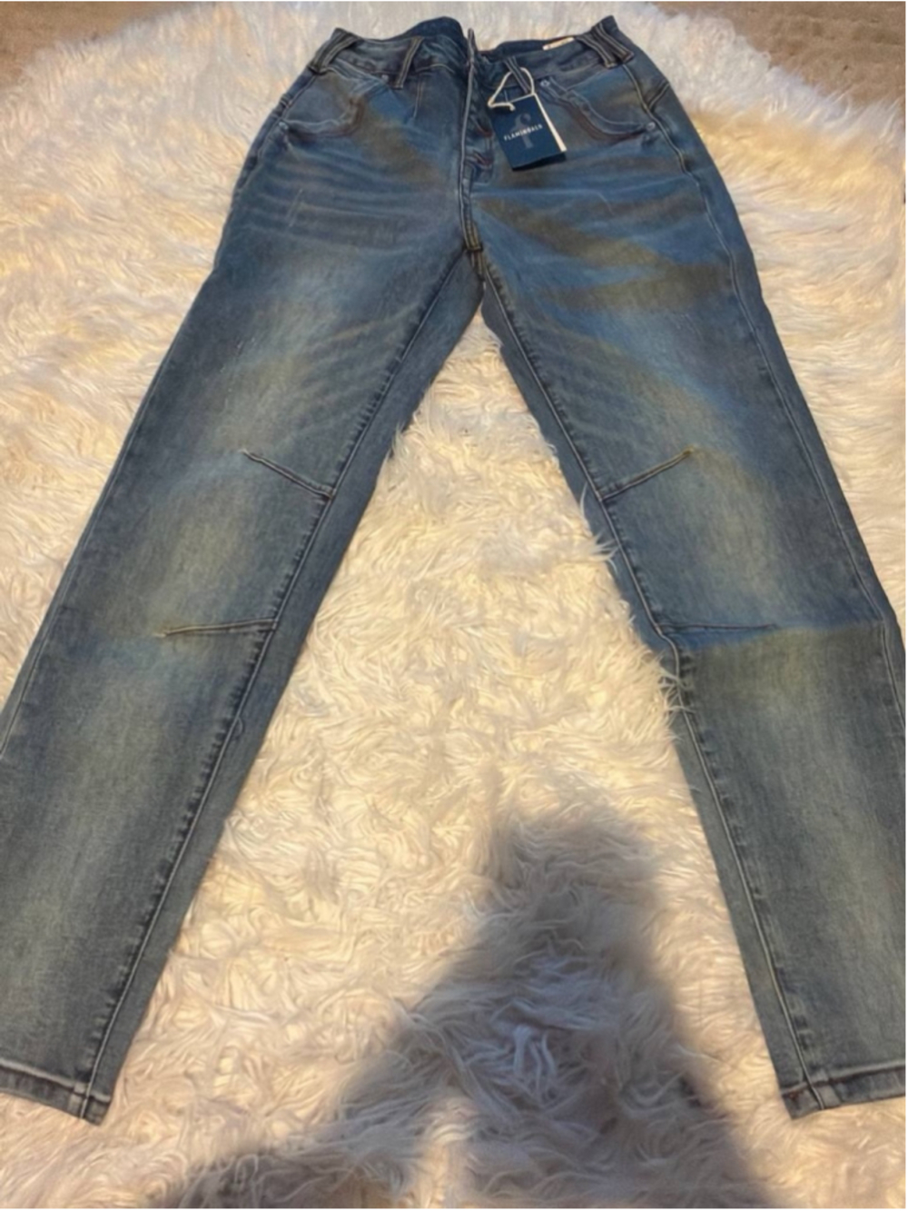 Flamingals medium-wash skinny barrel jeans S
